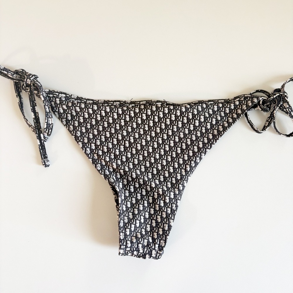 Christian Dior Womens Oblique Monogram Side Tie Luxury Bikini Bottoms Size L - Picture 6 of 6